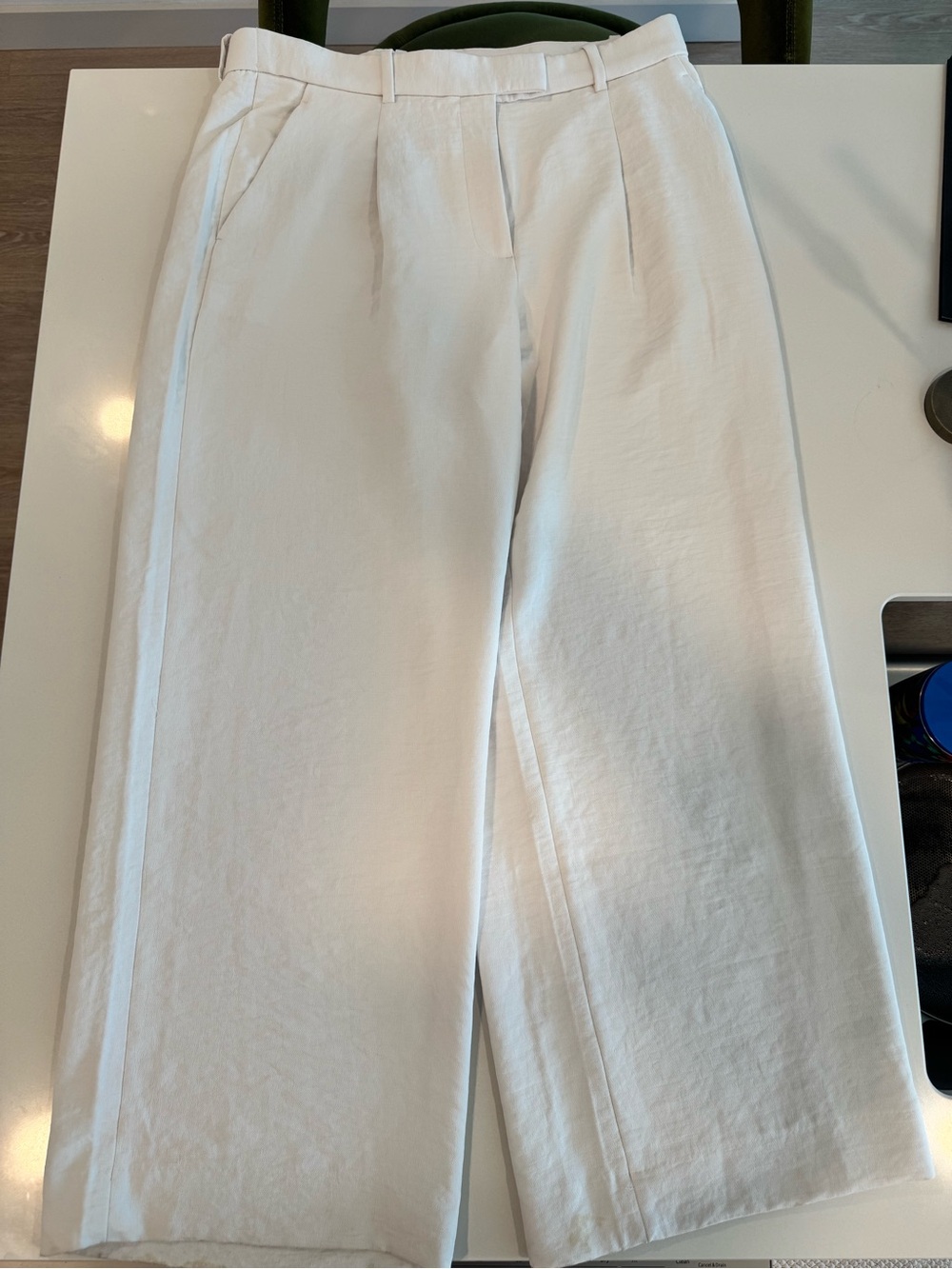 Abercrombie & Fitch Cream Wide-Leg Trousers